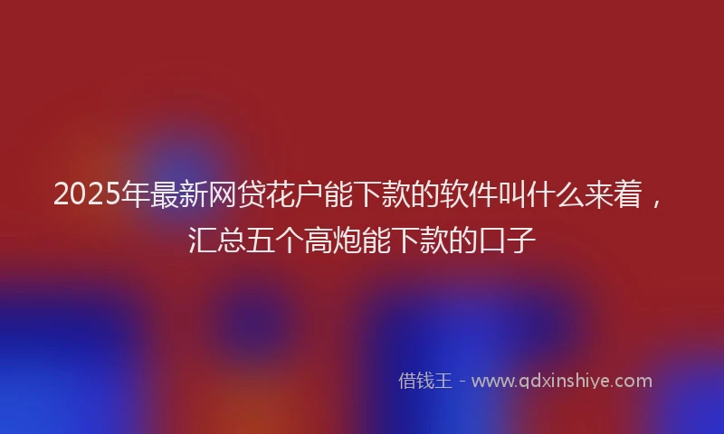 2025年最新网贷花户能下款的软件叫什么来着，汇总五个高炮能下款的口子