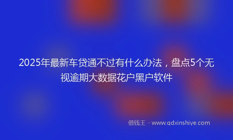 2025年最新车贷通不过有什么办法，盘点5个无视逾期大数据花户黑户软件