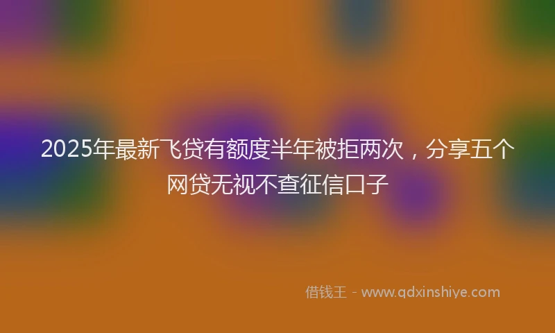 2025年最新飞贷有额度半年被拒两次，分享五个网贷无视不查征信口子