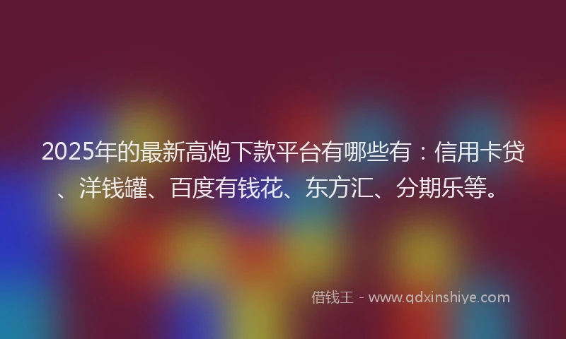 2025年的最新高炮下款平台有哪些有：信用卡贷、洋钱罐、百度有钱花、东方汇、分期乐等。