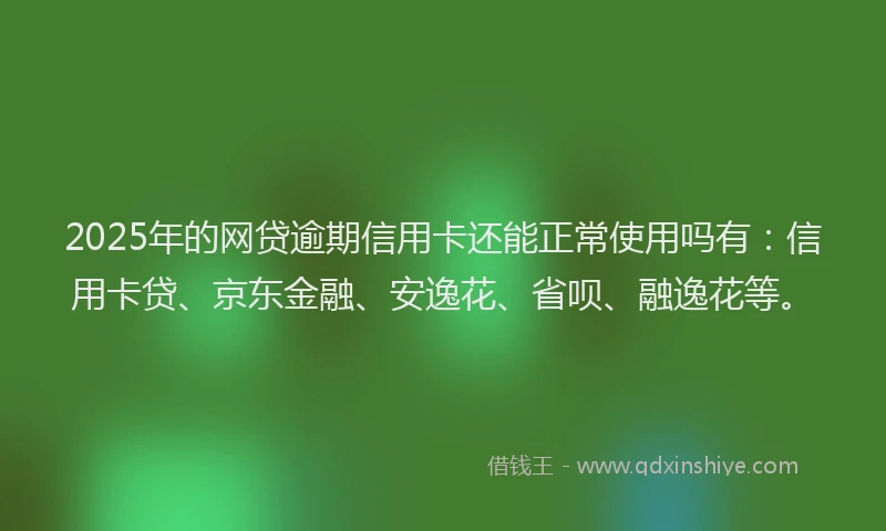 2025年的网贷逾期信用卡还能正常使用吗有：信用卡贷、京东金融、安逸花、省呗、融逸花等。