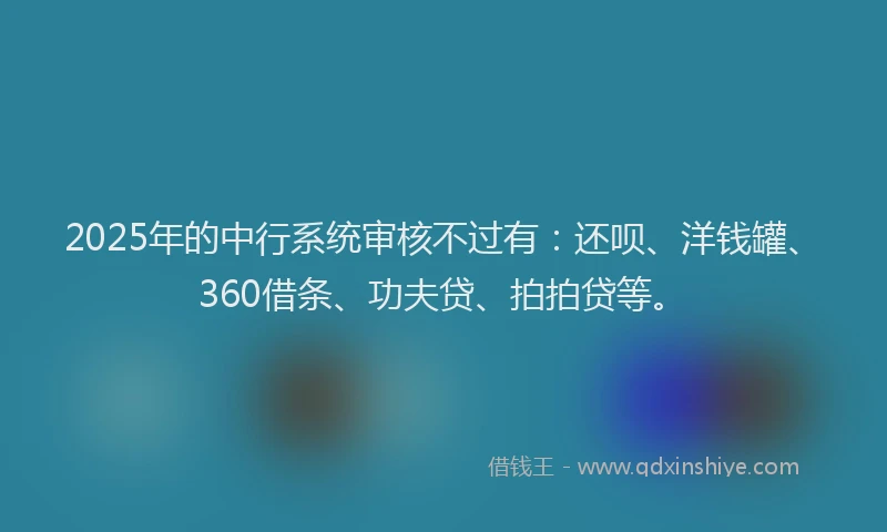 2025年的中行系统审核不过有：还呗、洋钱罐、360借条、功夫贷、拍拍贷等。