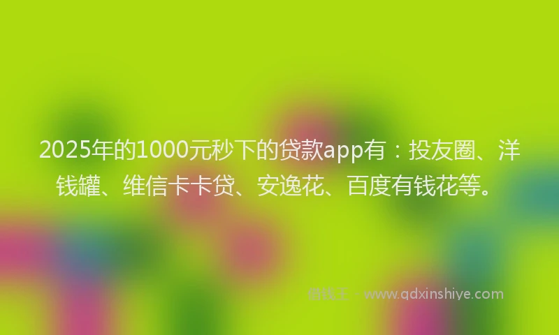 2025年的1000元秒下的贷款app有：投友圈、洋钱罐、维信卡卡贷、安逸花、百度有钱花等。