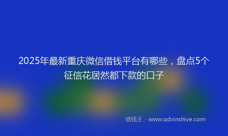 2025年最新重庆微信借钱平台有哪些，盘点5个征信花居然都下款的口子