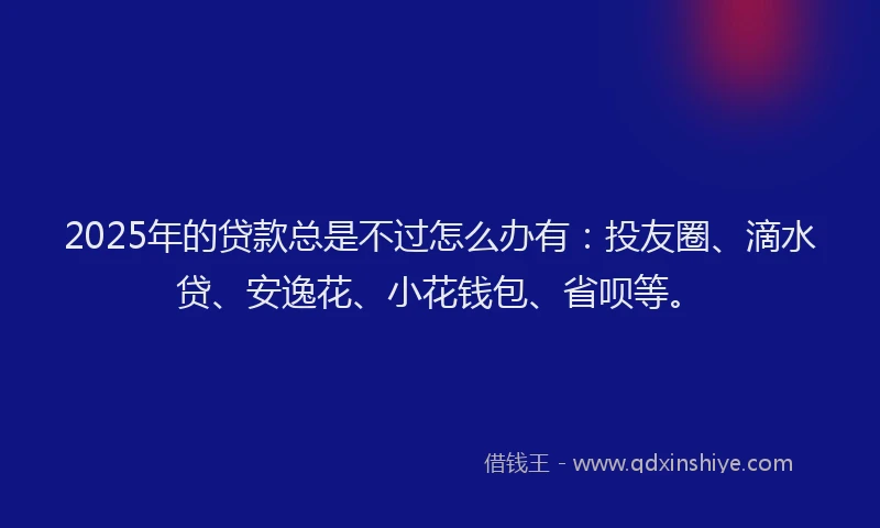 2025年的贷款总是不过怎么办有：投友圈、滴水贷、安逸花、小花钱包、省呗等。