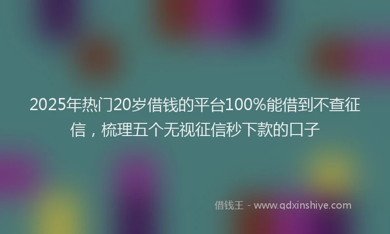 2025年热门20岁借钱的平台100%能借到不查征信，梳理五个无视征信秒下款的口子