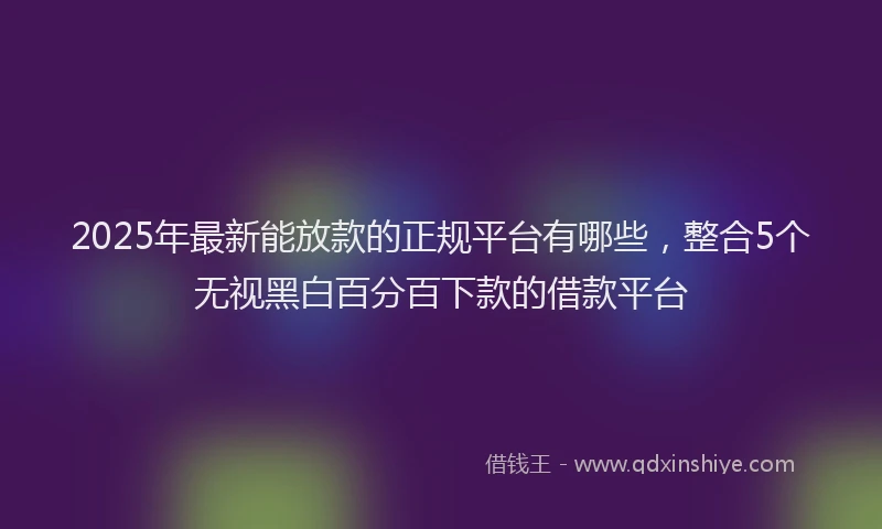 2025年最新能放款的正规平台有哪些，整合5个无视黑白百分百下款的借款平台