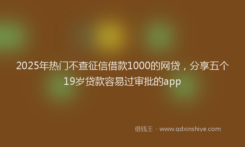 2025年热门不查征信借款1000的网贷，分享五个19岁贷款容易过审批的app