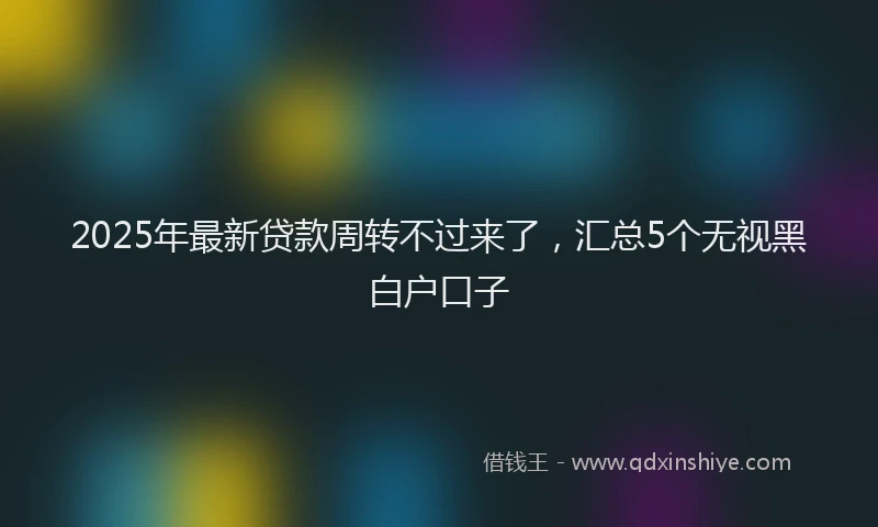 2025年最新贷款周转不过来了，汇总5个无视黑白户口子