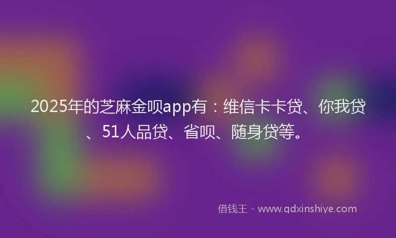 2025年的芝麻金呗app有：维信卡卡贷、你我贷、51人品贷、省呗、随身贷等。