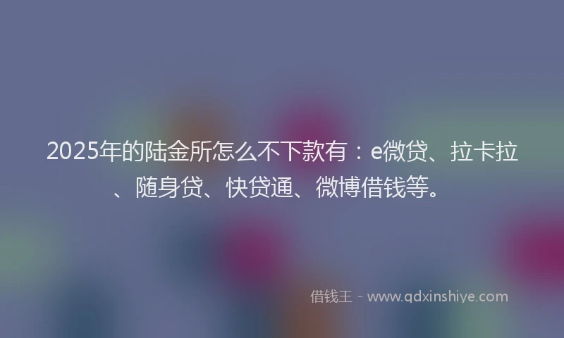 2025年的陆金所怎么不下款有：e微贷、拉卡拉、随身贷、快贷通、微博借钱等。