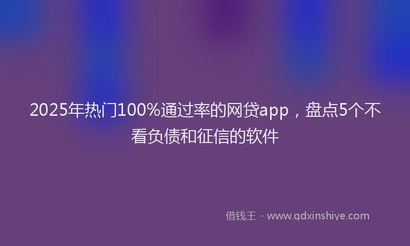 2025年热门100%通过率的网贷app，盘点5个不看负债和征信的软件