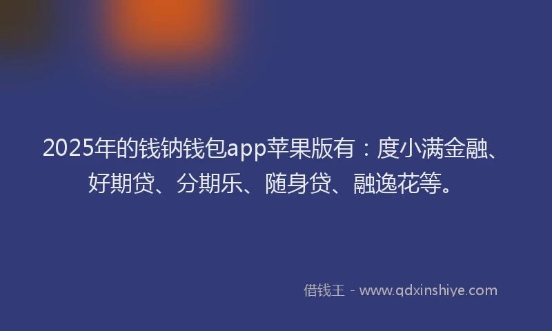 2025年的钱钠钱包app苹果版有：度小满金融、好期贷、分期乐、随身贷、融逸花等。