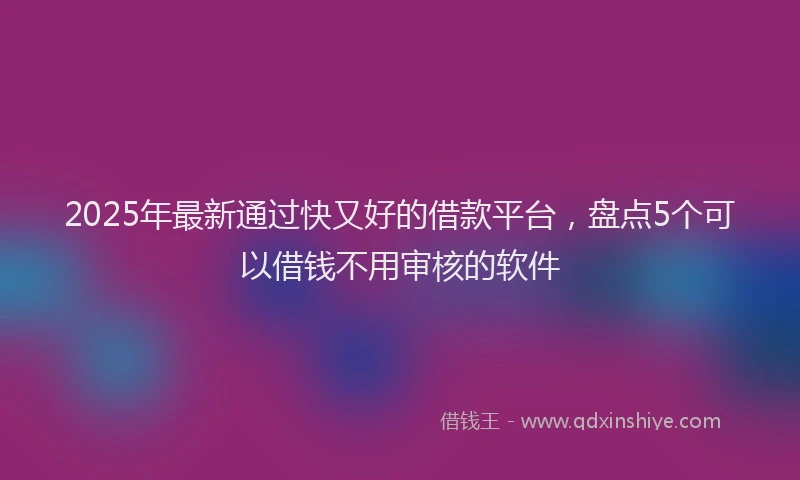 2025年最新通过快又好的借款平台，盘点5个可以借钱不用审核的软件
