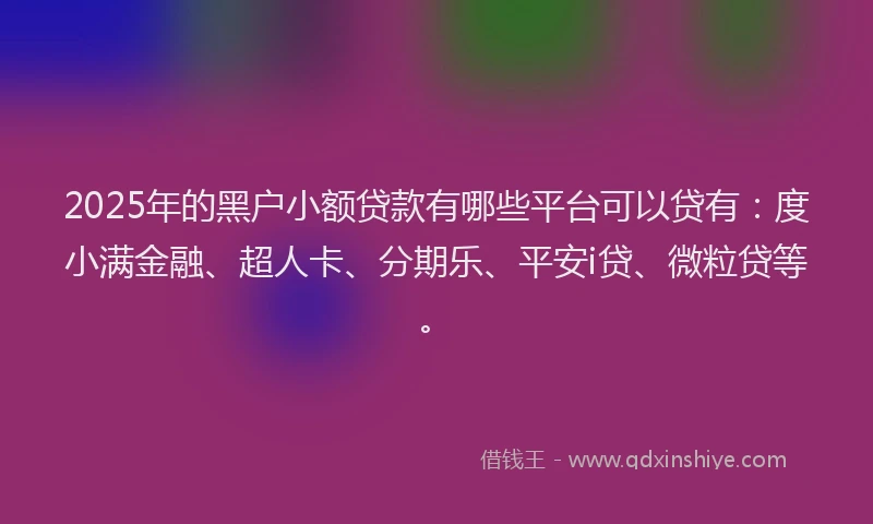 2025年的黑户小额贷款有哪些平台可以贷有：度小满金融、超人卡、分期乐、平安i贷、微粒贷等。
