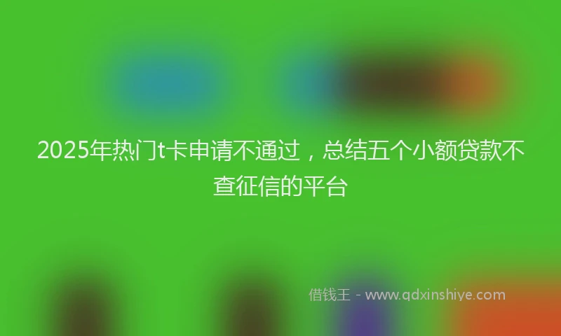 2025年热门t卡申请不通过，总结五个小额贷款不查征信的平台