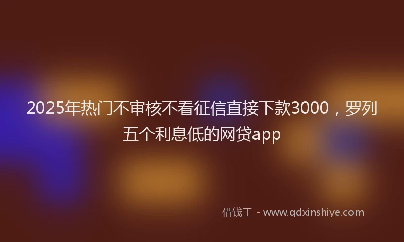 2025年热门不审核不看征信直接下款3000，罗列五个利息低的网贷app