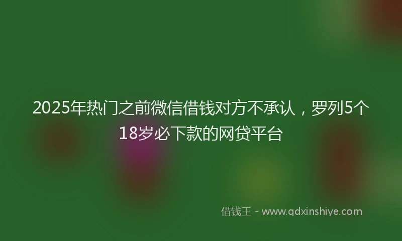 2025年热门之前微信借钱对方不承认，罗列5个18岁必下款的网贷平台