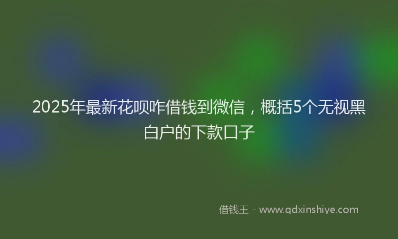 2025年最新花呗咋借钱到微信，概括5个无视黑白户的下款口子