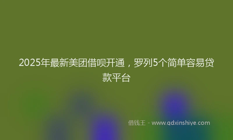 2025年最新美团借呗开通，罗列5个简单容易贷款平台