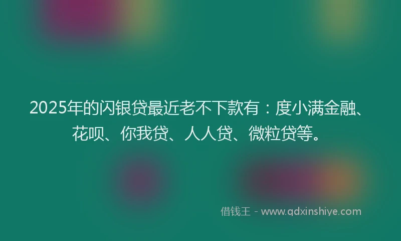 2025年的闪银贷最近老不下款有：度小满金融、花呗、你我贷、人人贷、微粒贷等。