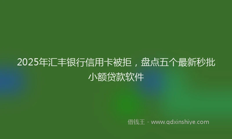 2025年汇丰银行信用卡被拒，盘点五个最新秒批小额贷款软件