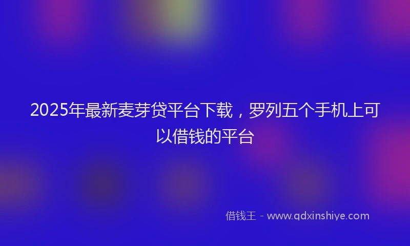 2025年最新麦芽贷平台下载，罗列五个手机上可以借钱的平台