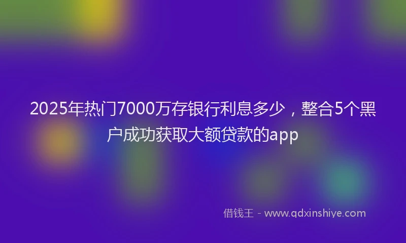 2025年热门7000万存银行利息多少，整合5个黑户成功获取大额贷款的app