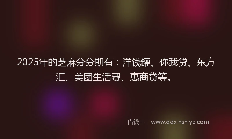 2025年的芝麻分分期有：洋钱罐、你我贷、东方汇、美团生活费、惠商贷等。