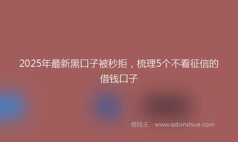 2025年最新黑口子被秒拒，梳理5个不看征信的借钱口子
