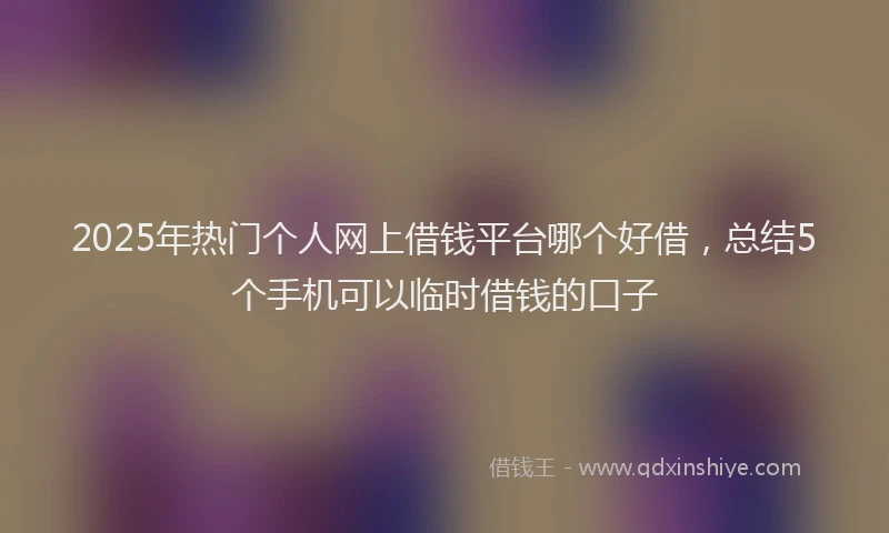 2025年热门个人网上借钱平台哪个好借，总结5个手机可以临时借钱的口子