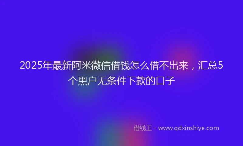 2025年最新阿米微信借钱怎么借不出来，汇总5个黑户无条件下款的口子