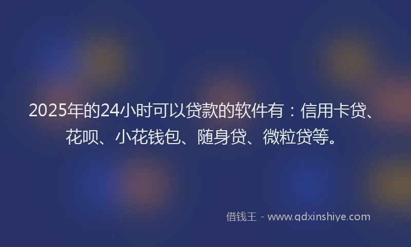 2025年的24小时可以贷款的软件有：信用卡贷、花呗、小花钱包、随身贷、微粒贷等。