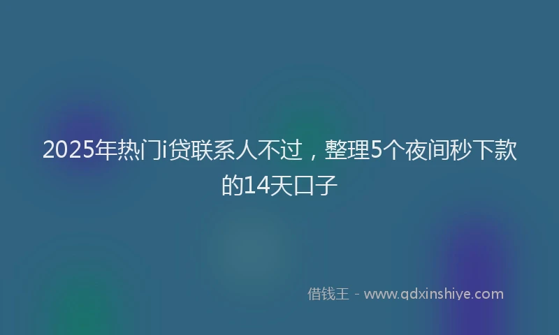 2025年热门i贷联系人不过，整理5个夜间秒下款的14天口子