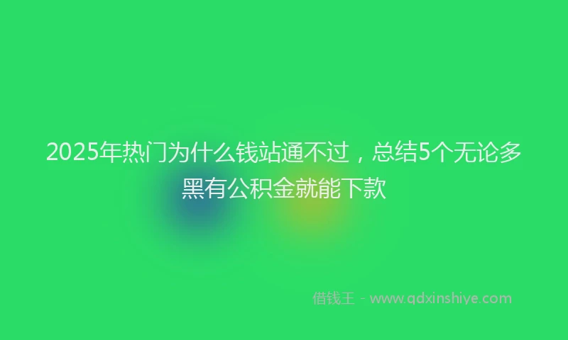 2025年热门为什么钱站通不过，总结5个无论多黑有公积金就能下款