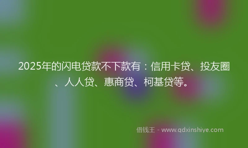 2025年的闪电贷款不下款有：信用卡贷、投友圈、人人贷、惠商贷、柯基贷等。