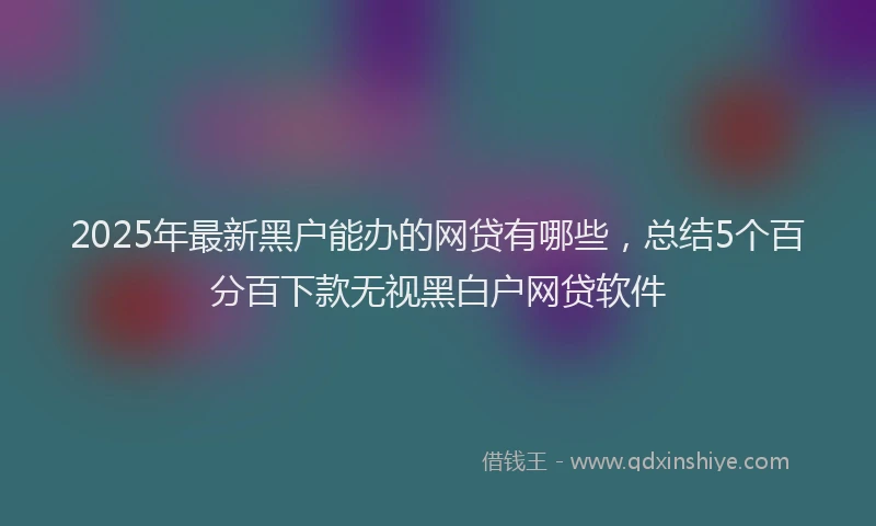 2025年最新黑户能办的网贷有哪些，总结5个百分百下款无视黑白户网贷软件