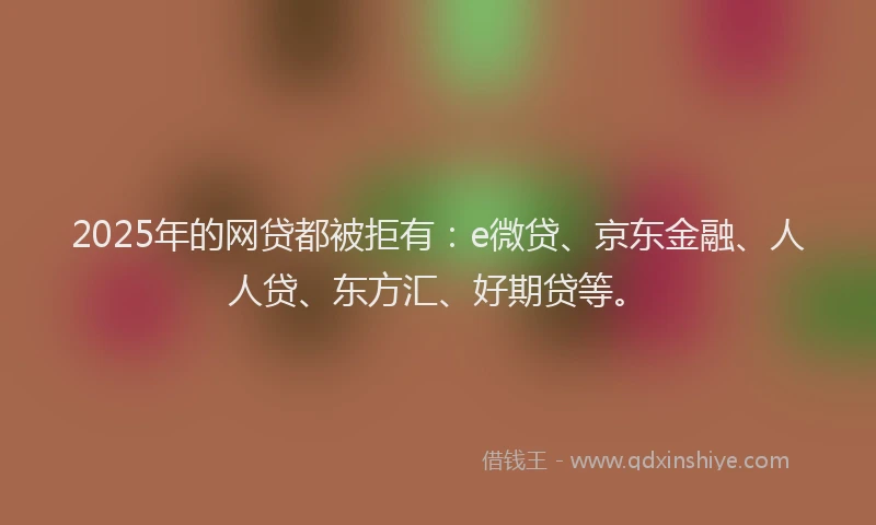 2025年的网贷都被拒有：e微贷、京东金融、人人贷、东方汇、好期贷等。