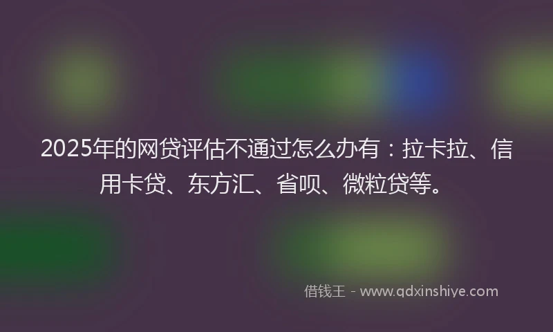 2025年的网贷评估不通过怎么办有：拉卡拉、信用卡贷、东方汇、省呗、微粒贷等。