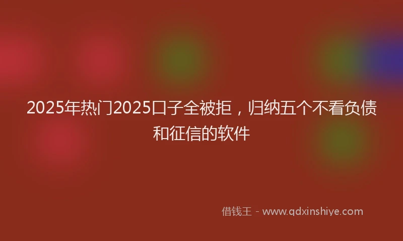 2025年热门2025口子全被拒，归纳五个不看负债和征信的软件