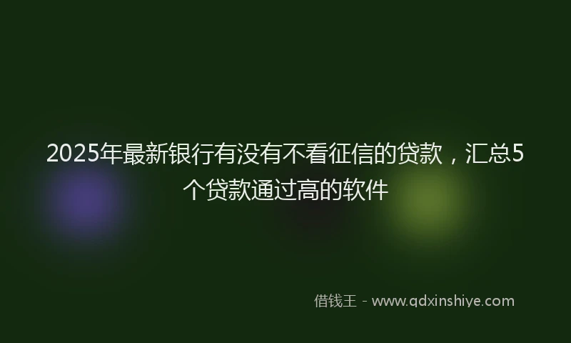 2025年最新银行有没有不看征信的贷款，汇总5个贷款通过高的软件