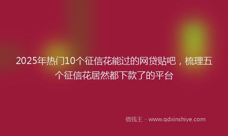 2025年热门10个征信花能过的网贷贴吧，梳理五个征信花居然都下款了的平台