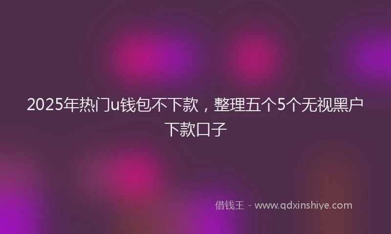 2025年热门u钱包不下款，整理五个5个无视黑户下款口子