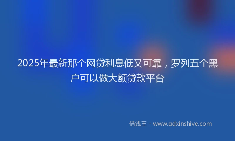 2025年最新那个网贷利息低又可靠，罗列五个黑户可以做大额贷款平台
