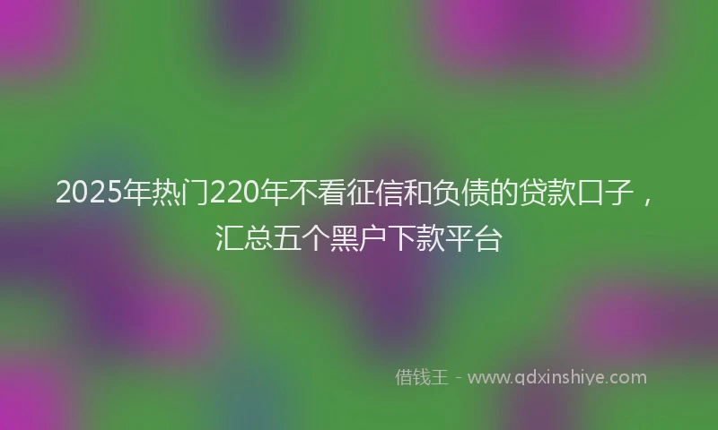 2025年热门220年不看征信和负债的贷款口子，汇总五个黑户下款平台