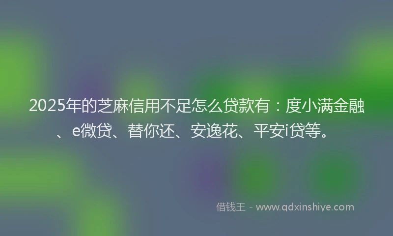 2025年的芝麻信用不足怎么贷款有：度小满金融、e微贷、替你还、安逸花、平安i贷等。