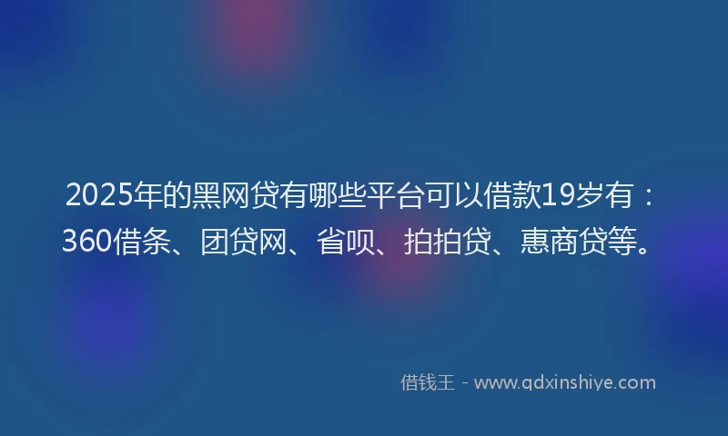 2025年的黑网贷有哪些平台可以借款19岁有：360借条、团贷网、省呗、拍拍贷、惠商贷等。