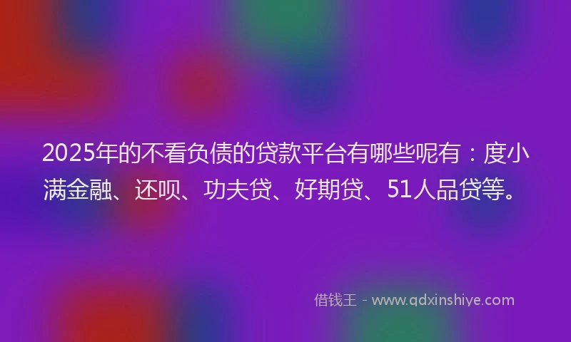 2025年的不看负债的贷款平台有哪些呢有：度小满金融、还呗、功夫贷、好期贷、51人品贷等。