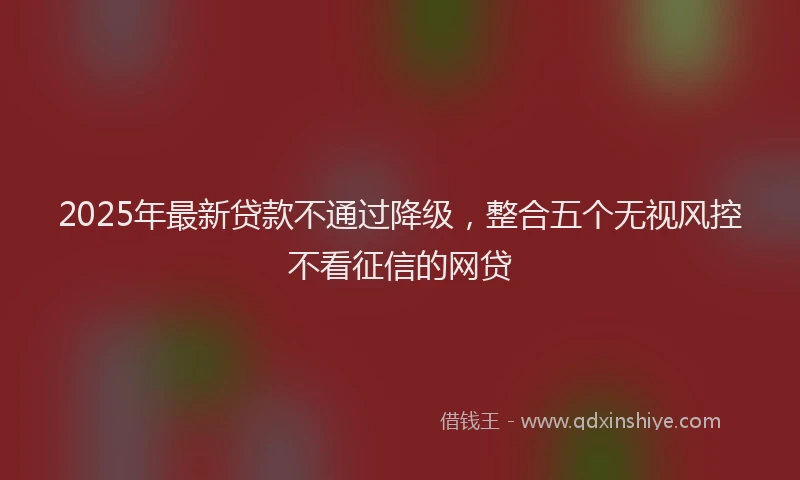 2025年最新贷款不通过降级，整合五个无视风控不看征信的网贷