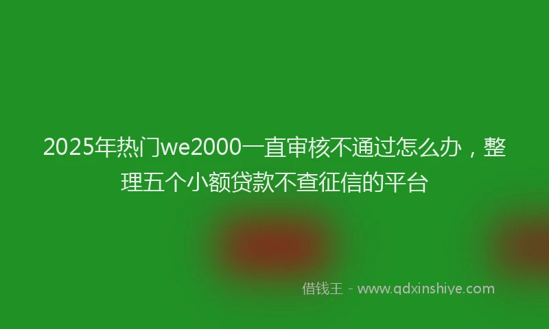 2025年热门we2000一直审核不通过怎么办，整理五个小额贷款不查征信的平台